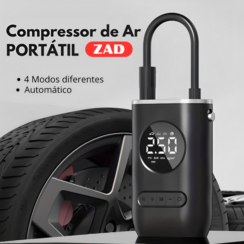 Compressor de ar Portátil Zad +Kit reparo de pneu de BRINDE!!