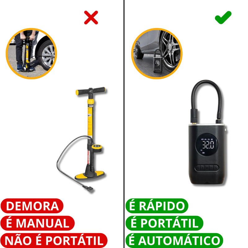 Compressor de ar Portátil Zad +Kit reparo de pneu de BRINDE!!